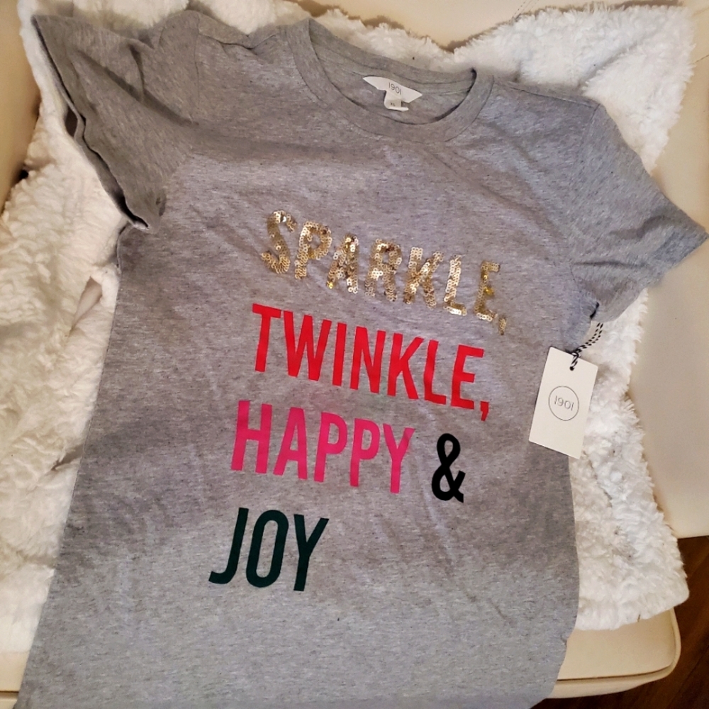 Sparkle, Twinkle, Happy & Joy Holiday shirt XS NWT!
